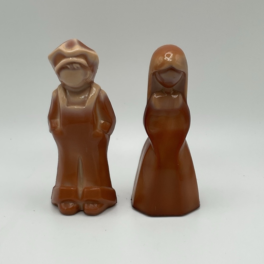 Mosser Glass Vi Hunter Josh & Jenny Doll Figurine Chocolate Slag Vintage 1982